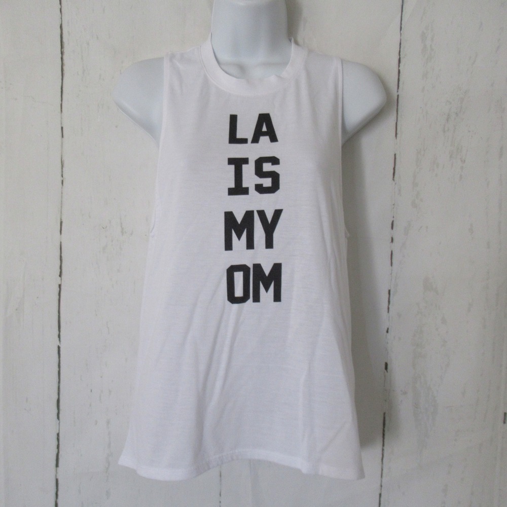 ALO Yoga Top XS S LA Is My Om Graphic T Shirt Sleeveless
